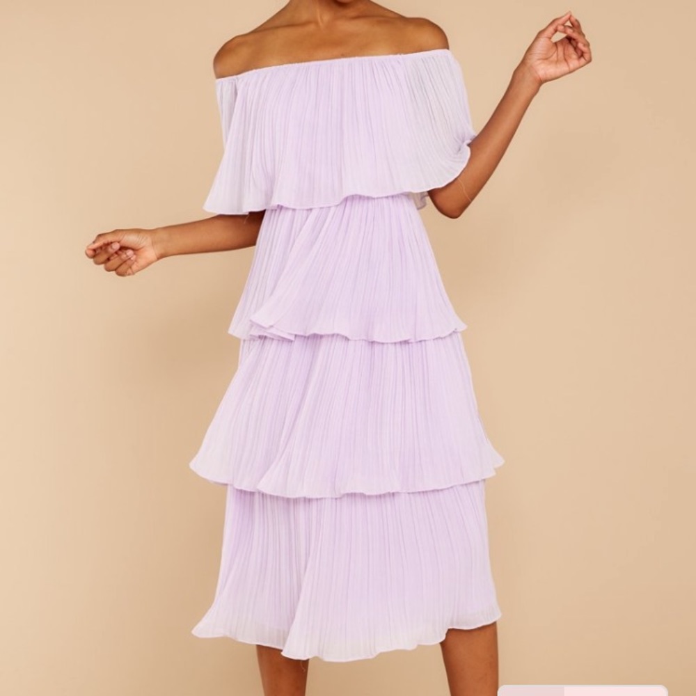 Lilac Tiered Off the Shoulder Dress